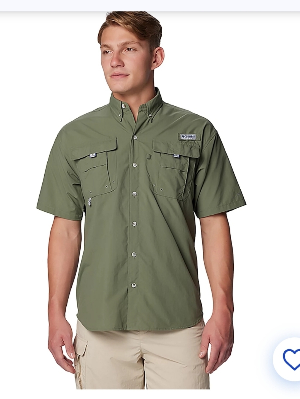 Columbia Mens PFG Omni-Shade Short Sleeve Fishing Shirt Relaxed Green Size 2X T